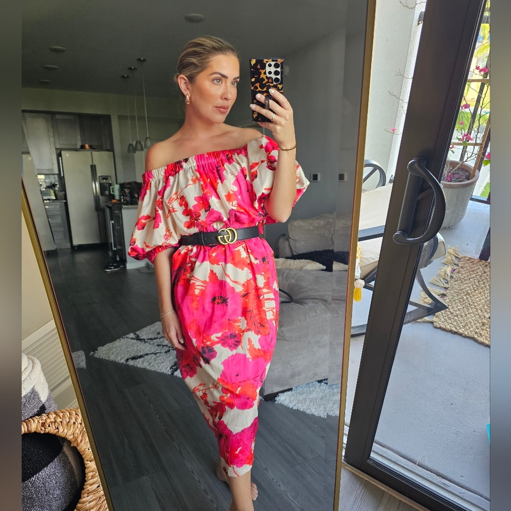Floral Off-shoulder Cocktail Dress